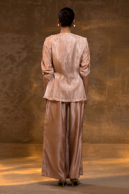 Eeda Textured Jacket Pant Set 