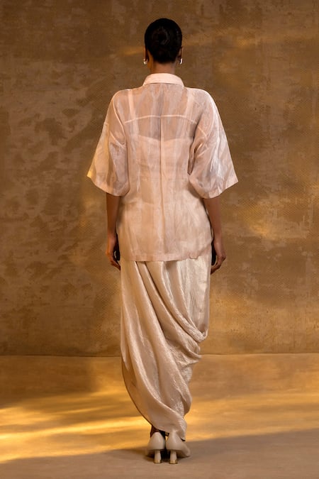 Eeda Crushed Tissue Shirt & Skirt Set 