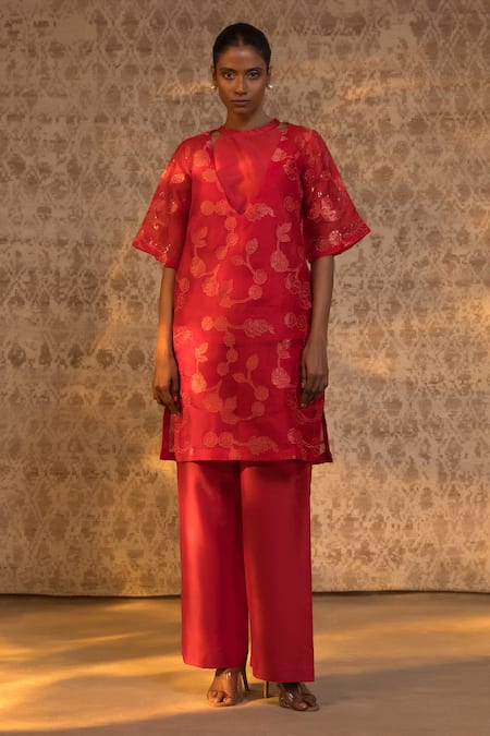 Eeda Silk Organza Kurta & Pant Set 