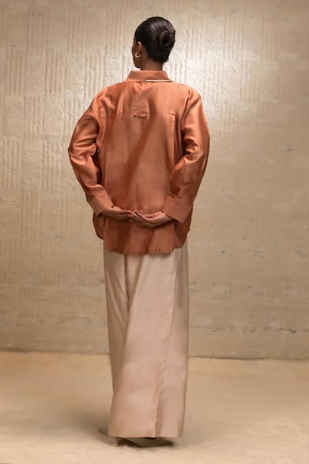 Eeda Zardozi Silk Chanderi Shirt 