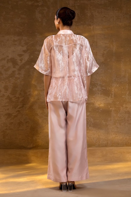 Eeda Rose Pattern Shirt Pant Set 