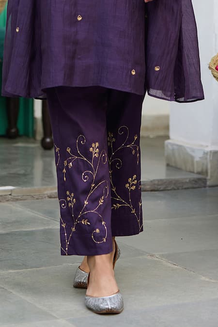 Trendy Tokari Purple Silk, Chanderi, Cotton, Organza Embroidery Kurta Set Online at Aza Fashions Trendy Tokari_Purple Silk, Chanderi, Cotton, Organza Embroidery Kurta Set _Online_at_Aza_Fashions