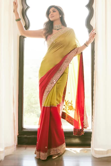 Punit Balana Surkh Laal Dual Tone Saree With Blouse