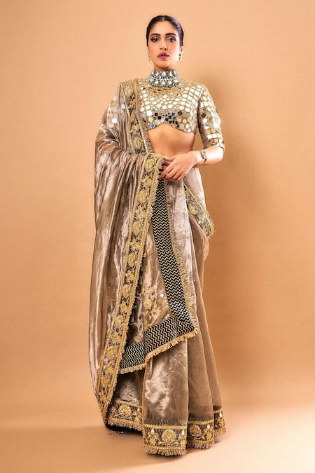 Itrh Radha Krishna Leela Embellished Saree With Blouse 