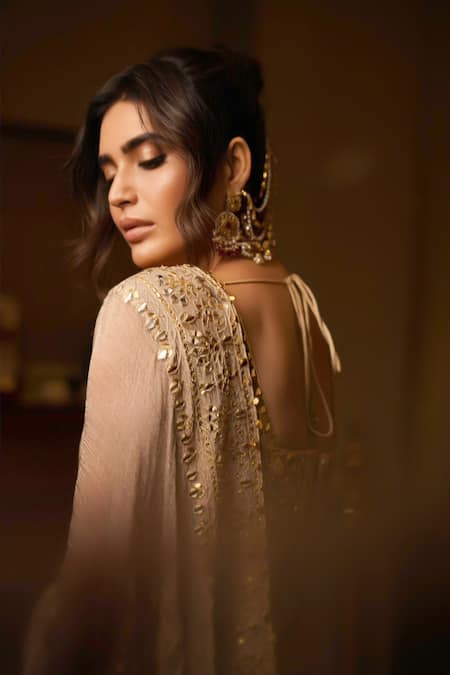 Buy Itrh Ivory Chanderi Silk, Tissue, Lampi Mirrors, Gaja Kavya Saree With Work Blouse Online at Aza Fashions Buy_Itrh_Ivory Chanderi Silk, Tissue, Lampi Mirrors, Gaja Kavya Saree With Work Blouse _Online_at_Aza_Fashions