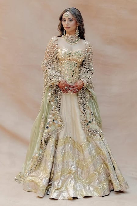 Itrh Nagma Chevron Print Lehenga Set