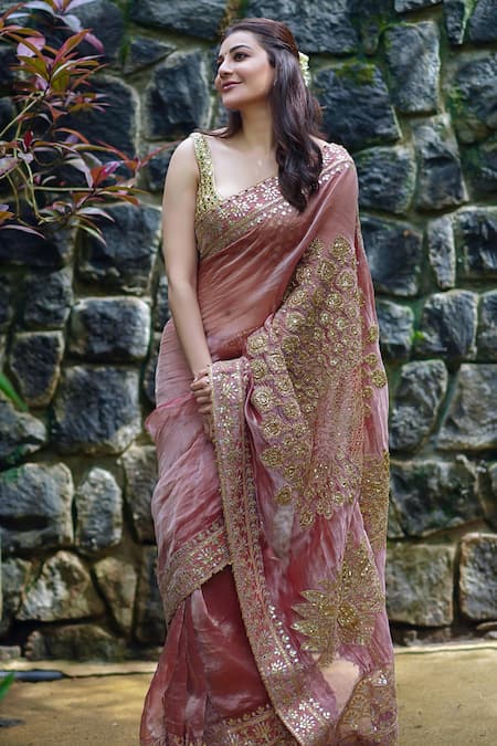 Itrh Mayur Shilp Embroidered Saree With Blouse 