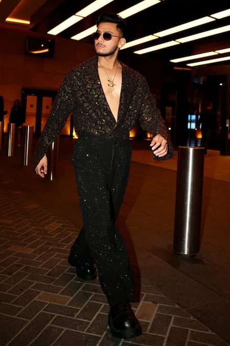 Buy_Itrh_Black Crepe Aurelio Printed Blazer Set 