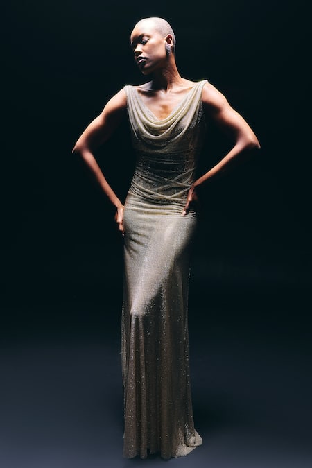 Itrh Aurelia Cowl Neck Draped Gown 