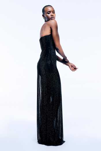 Buy Black Net Crystals Sweetheart Neck Zafira Embellished Gown For Women by  Itrh Online at Aza Fashions.