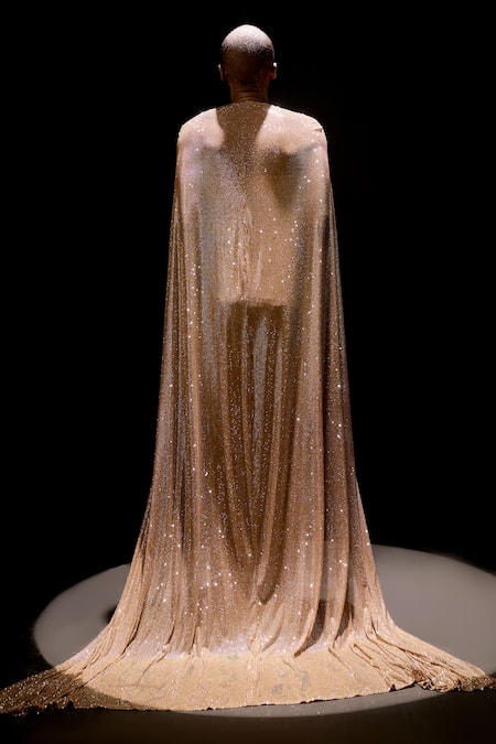 Itrh Valora Draped Corset Gown With Cape 