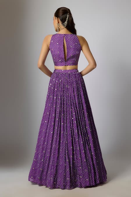 Krishna Padia Bandhej Print Chinon Lehenga Set 