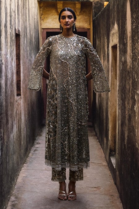 Jayanti Reddy Mina Sequin Straight Kurta & Pant Set 