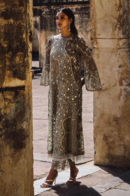 Jayanti Reddy Mina Sequin Straight Kurta & Pant Set 