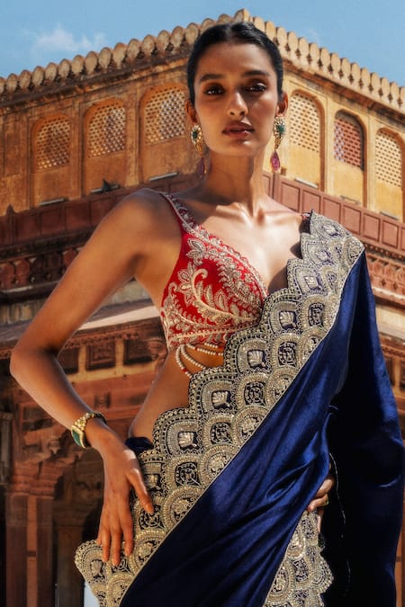 Jayanti Reddy Aira Zardozi Silk Saree & Blouse Set 