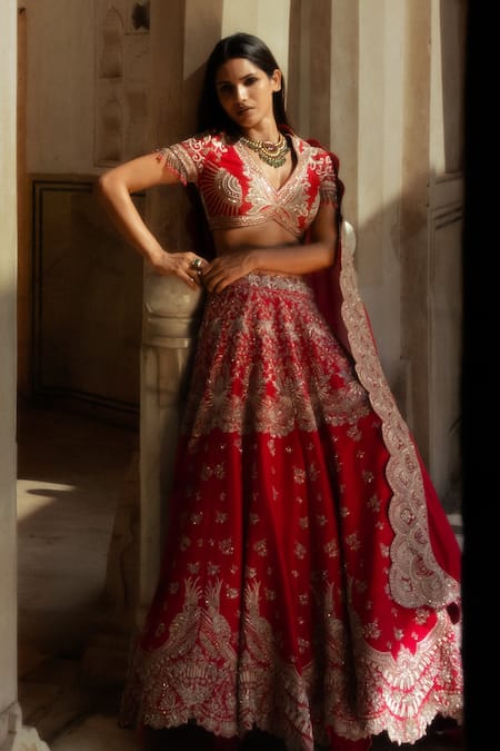 Jayanti Reddy Isha Zardozi Embroidered Raw Silk Lehenga Set 