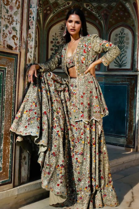 Jayanti Reddy Nyra Floral Embroidered Lehenga Set 