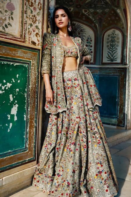 Jayanti Reddy Nyra Floral Embroidered Lehenga Set 
