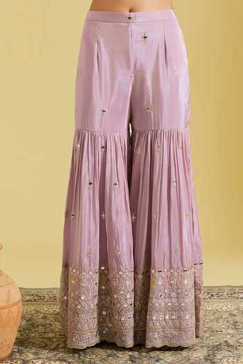 Buy Meenagurnam Lilac Tissue Zari, Mirrors Sweetheart Flower Jaal Work Peplum Kurta Gharara Set Online at Aza Fashions Buy_Meenagurnam_Lilac Tissue Zari, Mirrors Sweetheart Flower Jaal Work Peplum Kurta Gharara Set _Online_at_Aza_Fashions