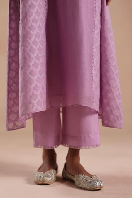 Begum Purple Chanderi Silk, Jacquard, Cotton, Organza Rua Pattern Kurta Set Online at Aza Fashions Begum_Purple Chanderi Silk, Jacquard, Cotton, Organza Rua Pattern Kurta Set _Online_at_Aza_Fashions