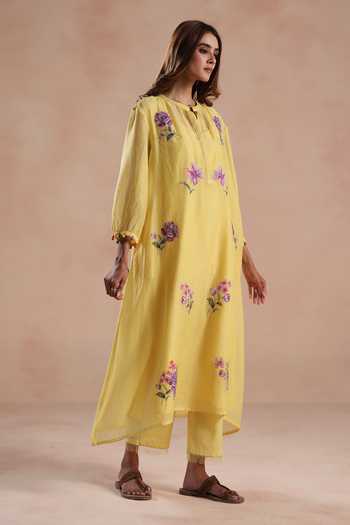 Buy Begum Yellow Silk, Chanderi, Cotton Embroidery Notched Neck Urvi Kurta And Pant Set Online at Aza Fashions Buy_Begum_Yellow Silk, Chanderi, Cotton Embroidery Notched Neck Urvi Kurta And Pant Set _Online_at_Aza_Fashions