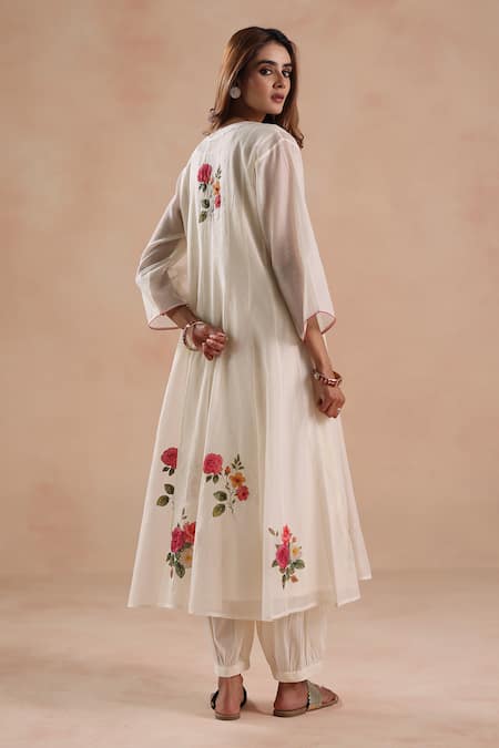 Begum Holi Rose Placement Embroidered Kurta Set 