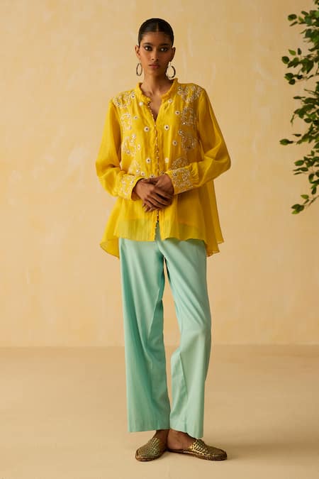 Shikha Mehta Avika Hand Embroidered Top Pant Set 