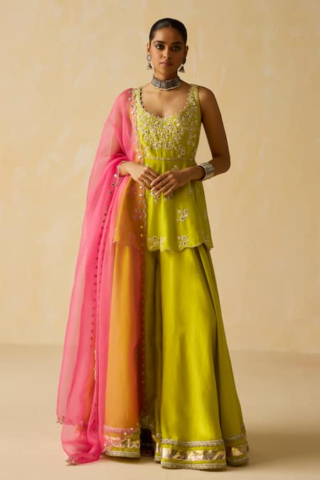 Shikha Mehta Samreen Hand Embroidered Kurta Sharara Set 