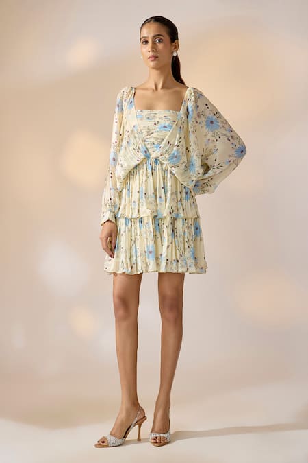 Ewoke Floral Print Layered Ruffle Dress 