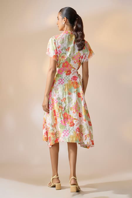 Ewoke Floral Hemp Midi Dress 