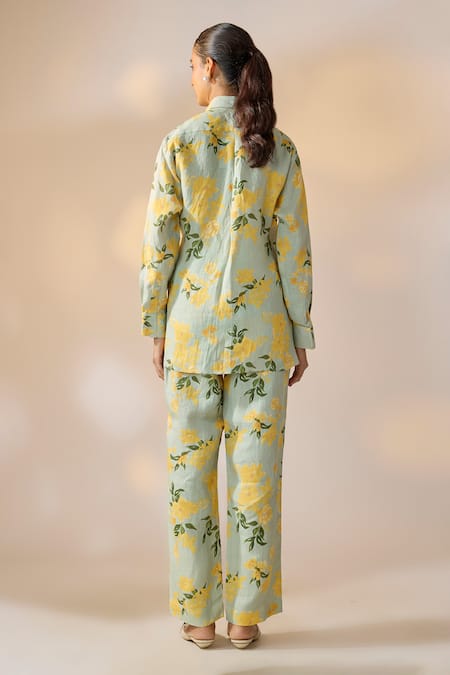 Ewoke Floral Hemp Jacket & Pant Set 