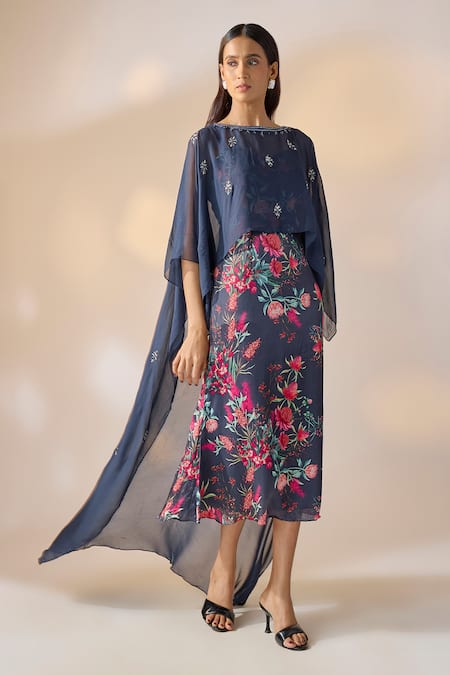 Ewoke Floral Pattern Dress & Jacket Set 