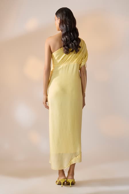 Ewoke Cowl Draped One-Shoulder Dress 