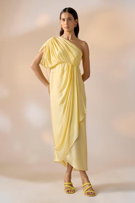Ewoke Cowl Draped One-Shoulder Dress 