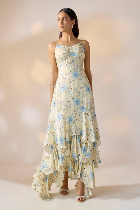 Ewoke Floral Layered Ruffle Dress 