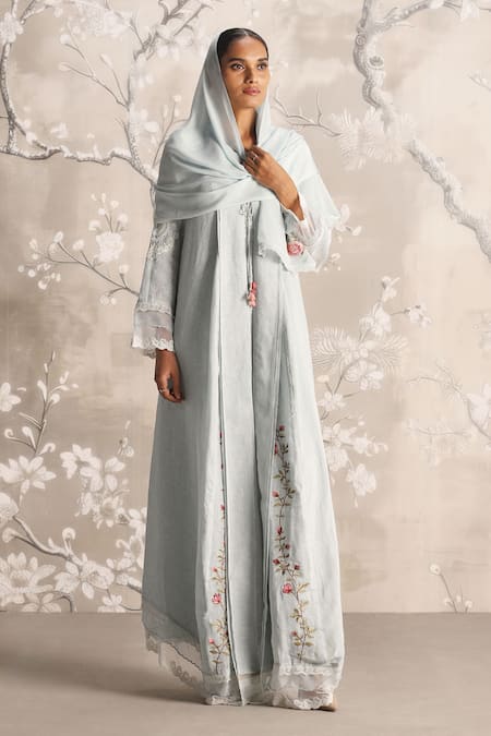 Kaveri Rosette Mykonos Embroidered Abaya & Dress Set 