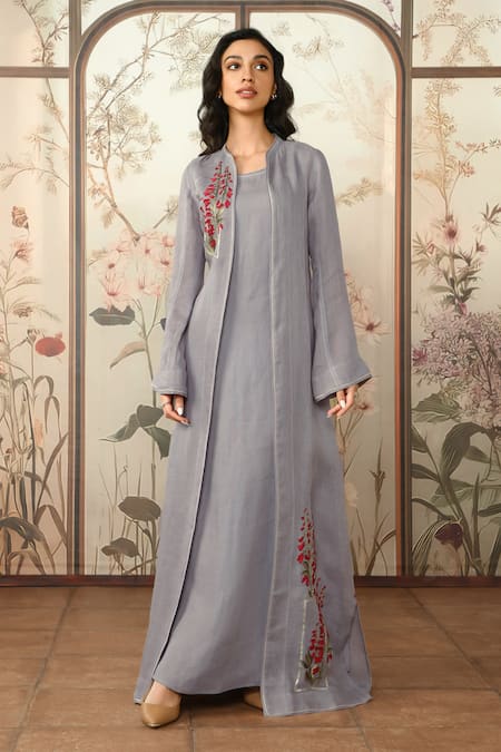 Kaveri Flute Pipes Linen Abaya & Dress Set 