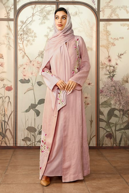 Kaveri Arch Maze Linen Abaya With Dress