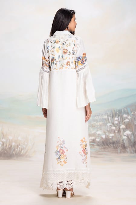 Kaveri Vintage Rosa Linen Abaya & Dress Set 