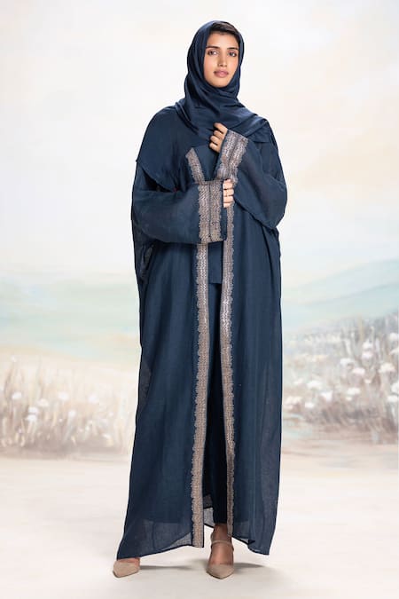 Kaveri Starlight Linen Abaya & Pant Set 