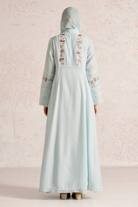 Kaveri Blush Vines Linen Abaya & Dress Set