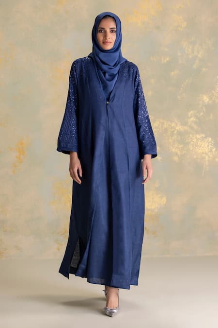 Kaveri Crystal Rain Linen Abaya & Dress Set 
