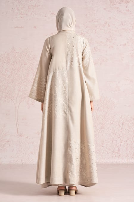 Kaveri Shimmer Strings Linen Abaya & Dress Set 