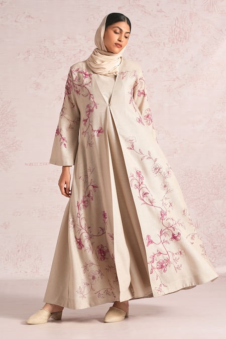 Kaveri Bloomscape Linen Abaya With Dress 