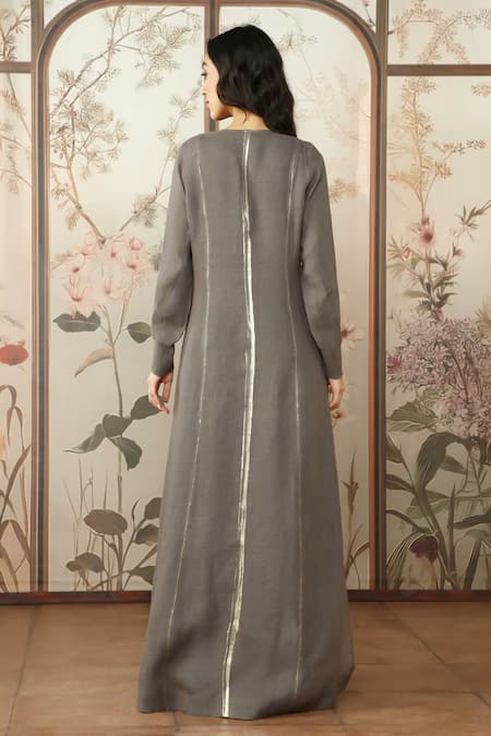 Kaveri Gilded Edge Linen Aybaya & Dress Set 