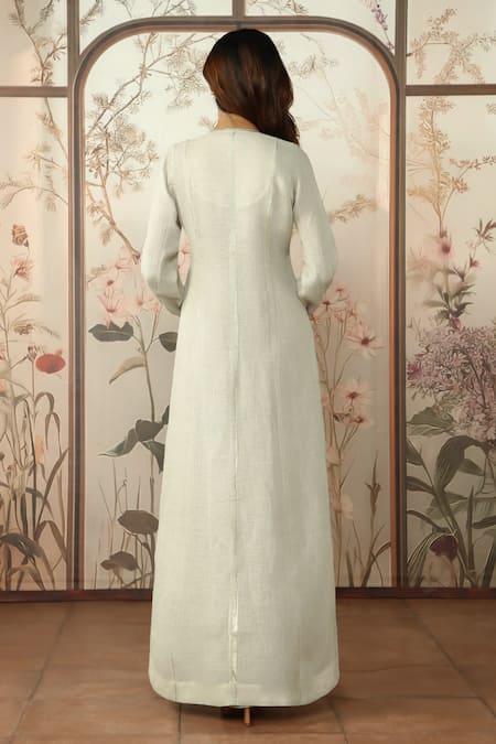 Kaveri Gilded Edge Linen Abaya & Dress Set 