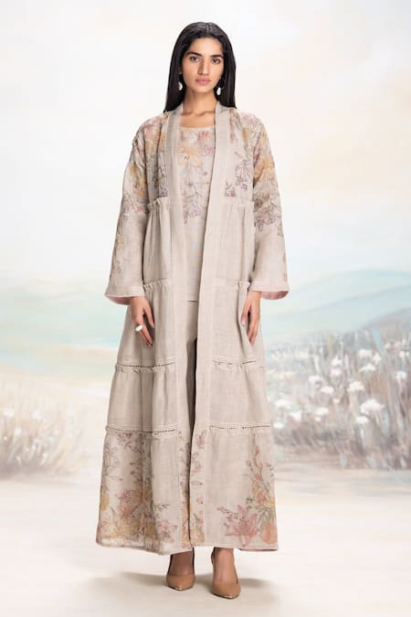 Kaveri Candy Blossom Print Abaya With Pant Set 