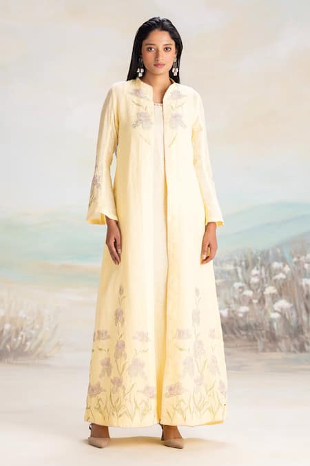 Kaveri Iris Tint Linen Abaya & Dress Set 