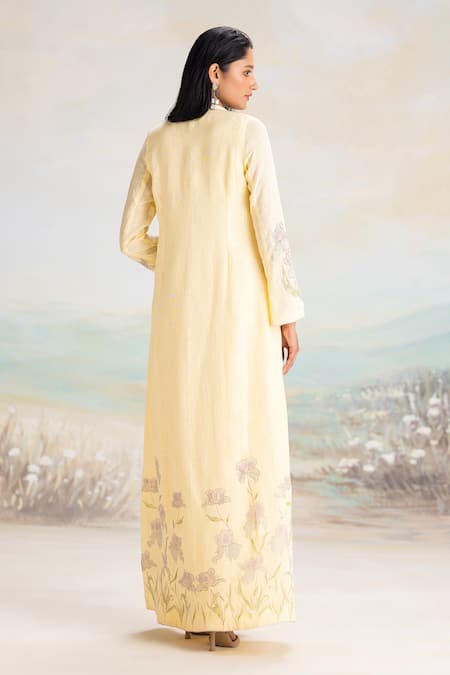 Kaveri Iris Tint Linen Abaya & Dress Set 
