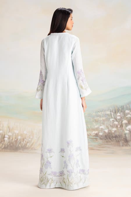 Kaveri Iris Tint Linen Abaya & Dress Set 